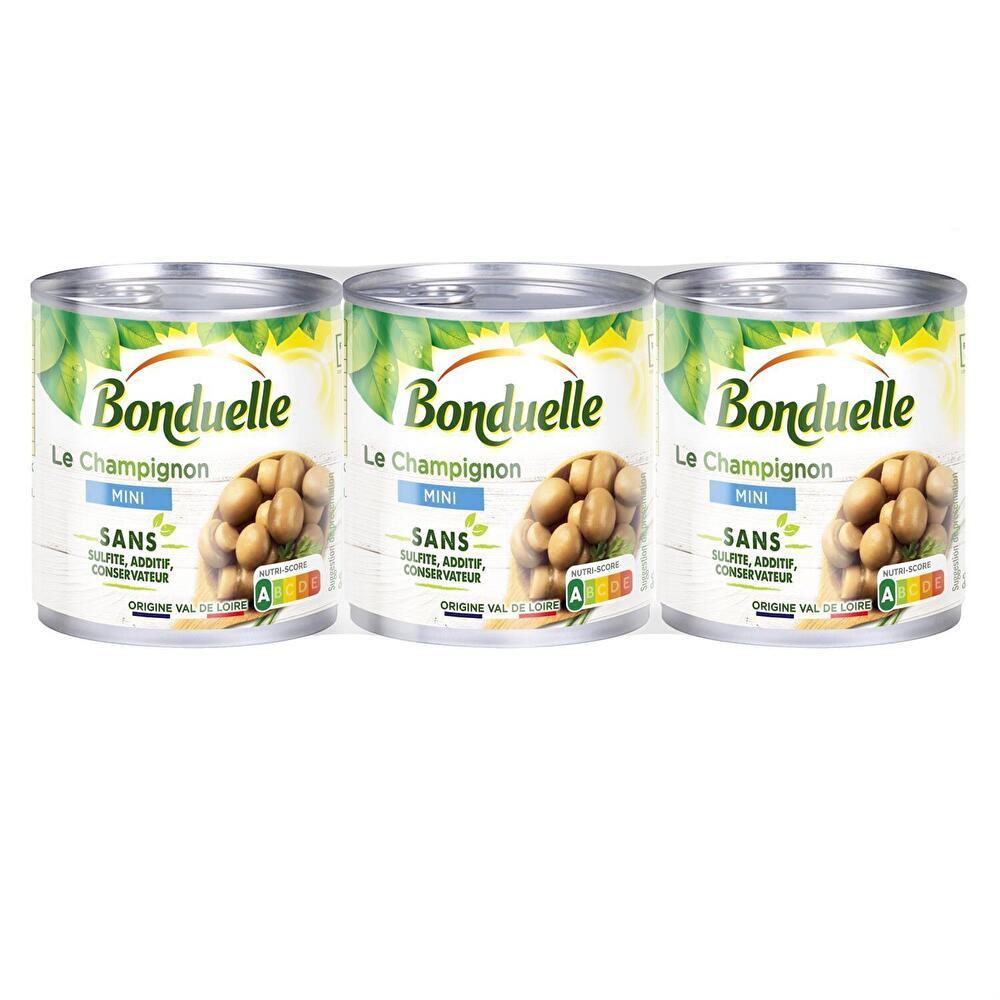 BONDUELLE - CHAMPIGNONS DE PARIS MINI AU NATUREL 3 boites de 195g