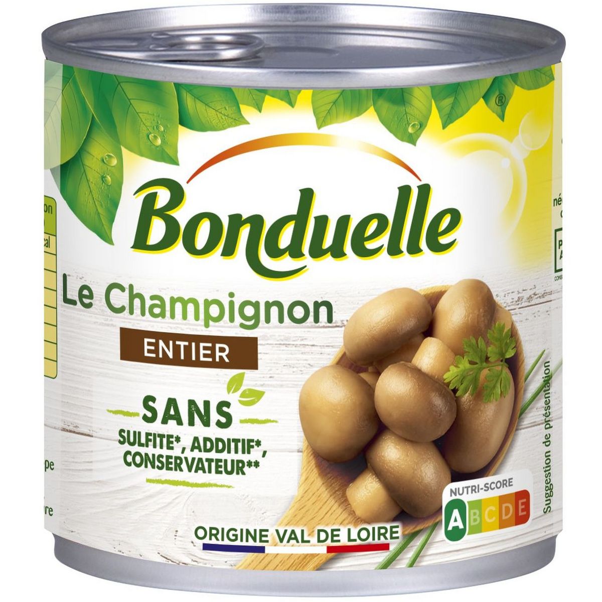 BONDUELLE - CHAMPIGNONS DE PARIS ENTIERS AU NATUREL Boite de 390g