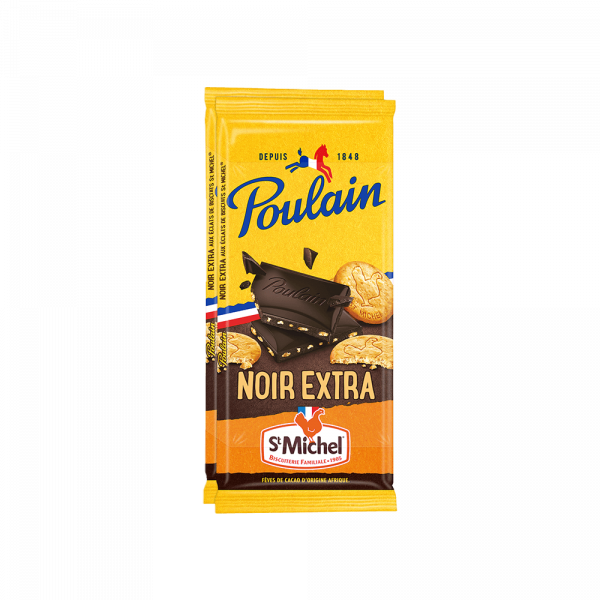 POULAIN - CHOCOLAT NOIR EXTRA AUX ECLATS DE BISCUIT ST MICHEL Les 2 tablettes de 95g