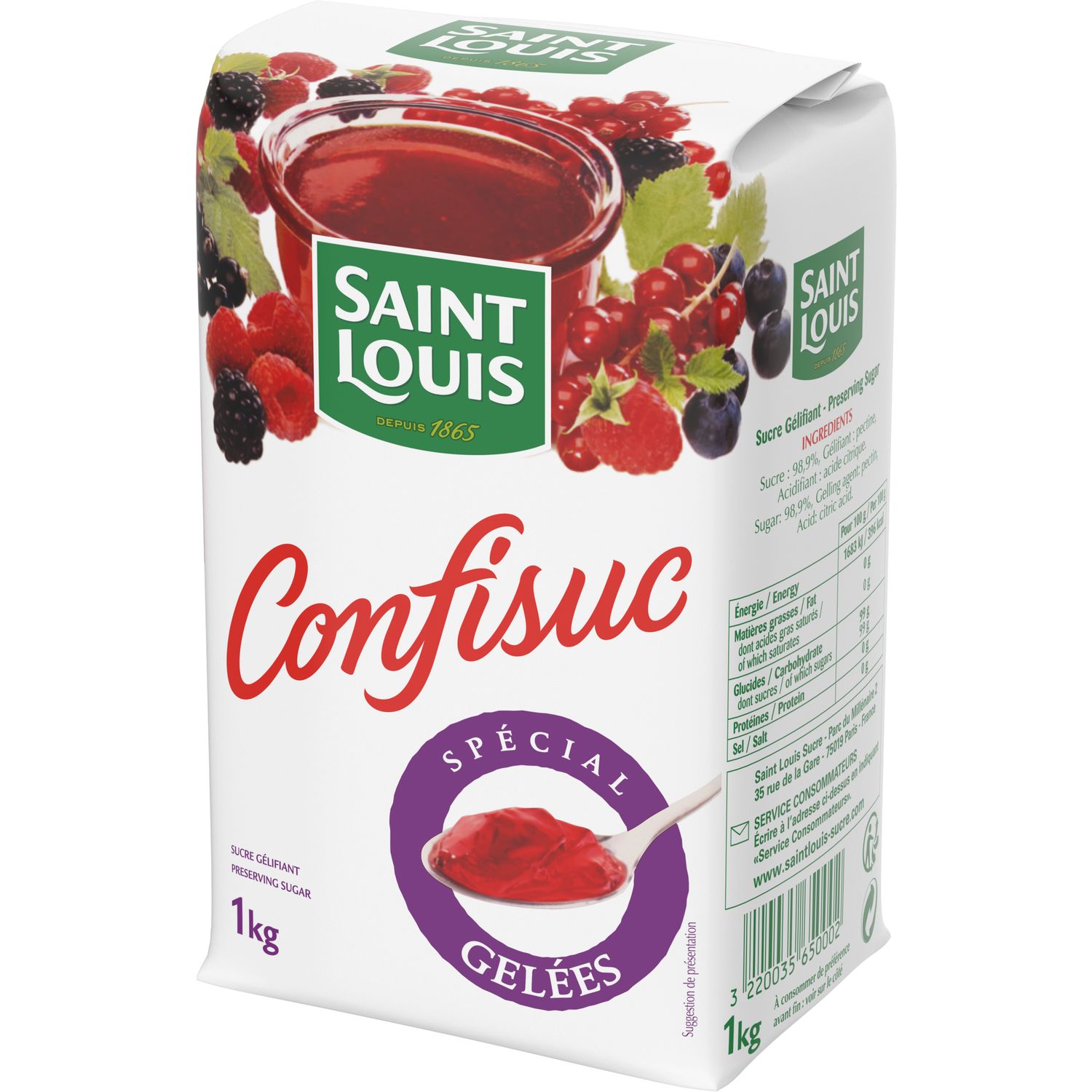 SAINT LOUIS - SUCRE EN POUDRE SPECIAL GELEE CONFISUC Paquet de 1 kg