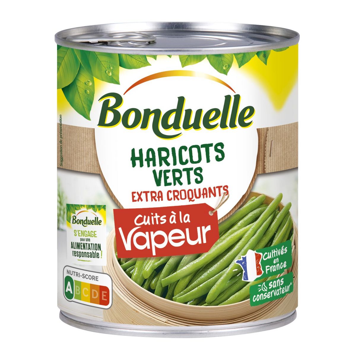 BONDUELLE - HARICOTS VERTS VAPEUR EXTRA FINS Boite de 590g net égoutté