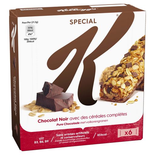 KELLOGG\'S - BARRES DE CEREALES CHOCOLAT NOIR SPECIAL K 6 X 21.5g