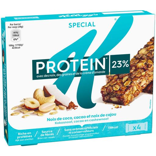 KELLOGG\'S - BARRES DE CEREALES PROTEIN COCO, CACAO, CAJOU SPECIAL K 4 X 28g