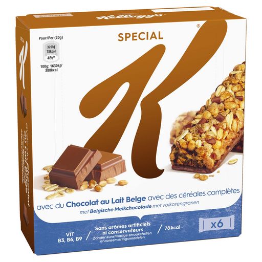 KELLOGG\'S - BARRES DE CEREALES CHOCOLAT AU LAIT SPECIAL K 6 X 20g