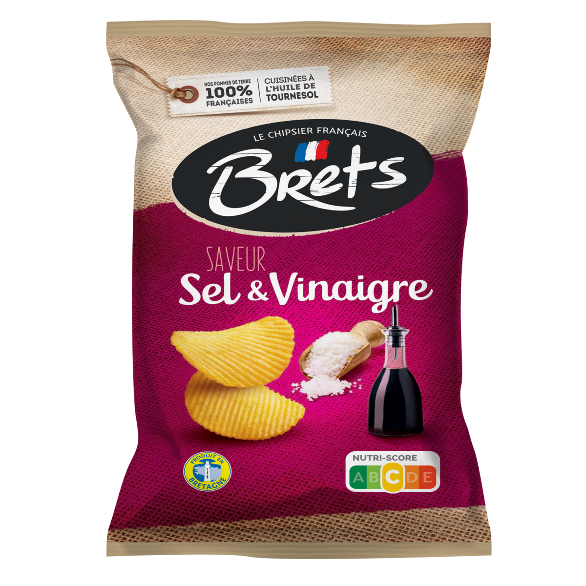 BRET\'S - CHIPS SEL ET VINAIGRE Paquet de 125g