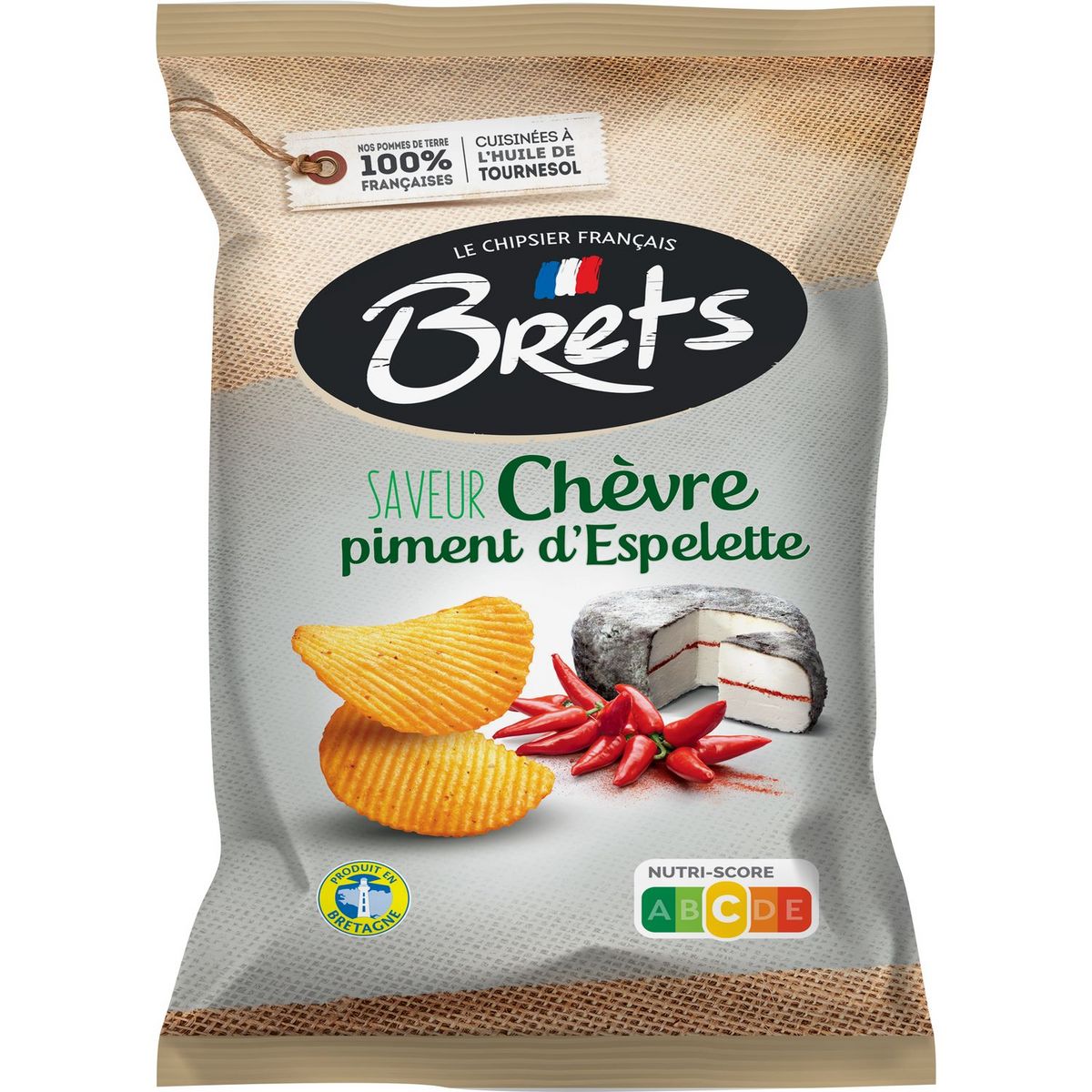 BRET\'S - CHIPS AU CHEVRE ET PIMENT D\'ESPELETTE Paquet de 125g