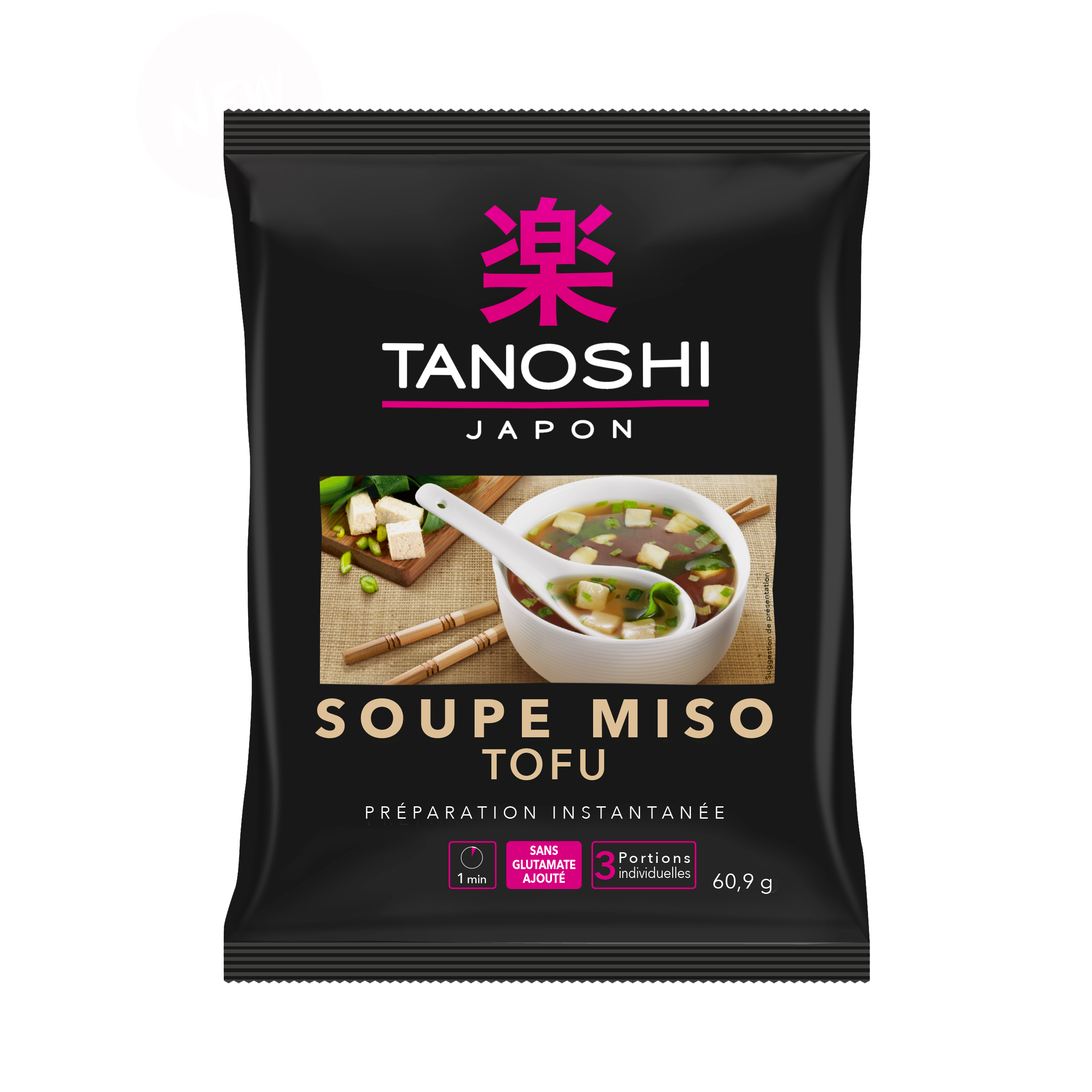 TANOSHI - SOUPE MISO AU TOFU INSTANTANEE Paquet de 60g