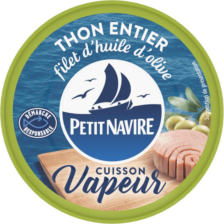 PETIT NAVIRE - THON VAPEUR A L\'HUILE D\'OLIVE Boite de 130g