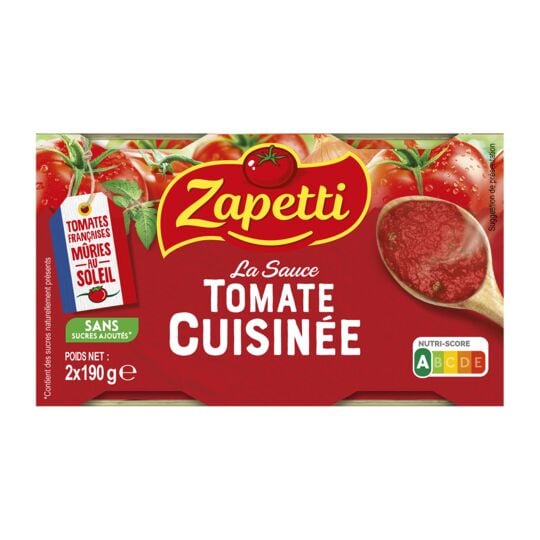 ZAPETTI - SAUCE TOMATE CUISINEE 2 boites de 190g