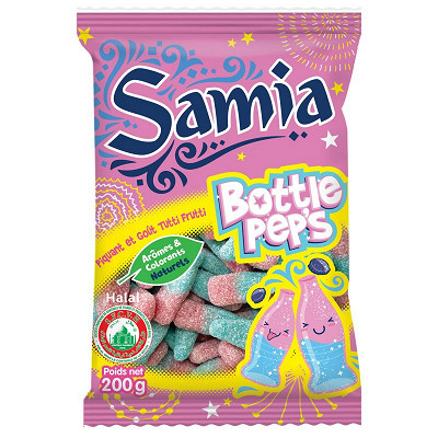 SAMIA - BONBONS HALAL BOTTLE PEP\'S Paquet de 200g