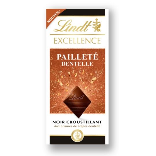 LINDT - CHOCOLAT NOIR EXCELLENCE PAILLETE DENTELLE Tablette de 100g