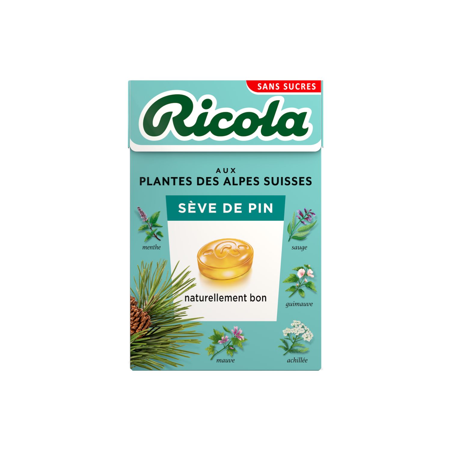 RICOLA - BONBON SEVE DE PIN SANS SUCRE Boite de 50g