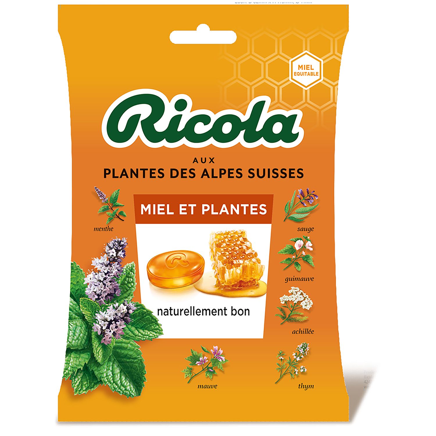 RICOLA - BONBON MIEL ET PLANTES SANS SUCRE Sachet de 70g