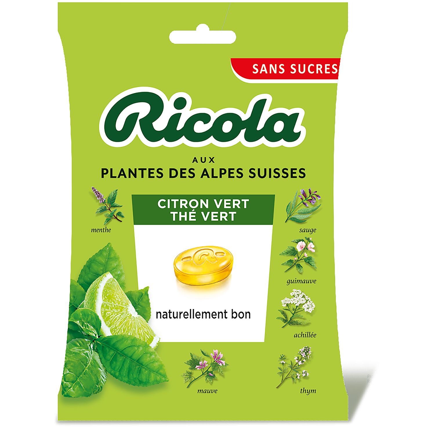 RICOLA - BONBON CITRON VERT/THE VERT SANS SUCRE Sachet de 70g