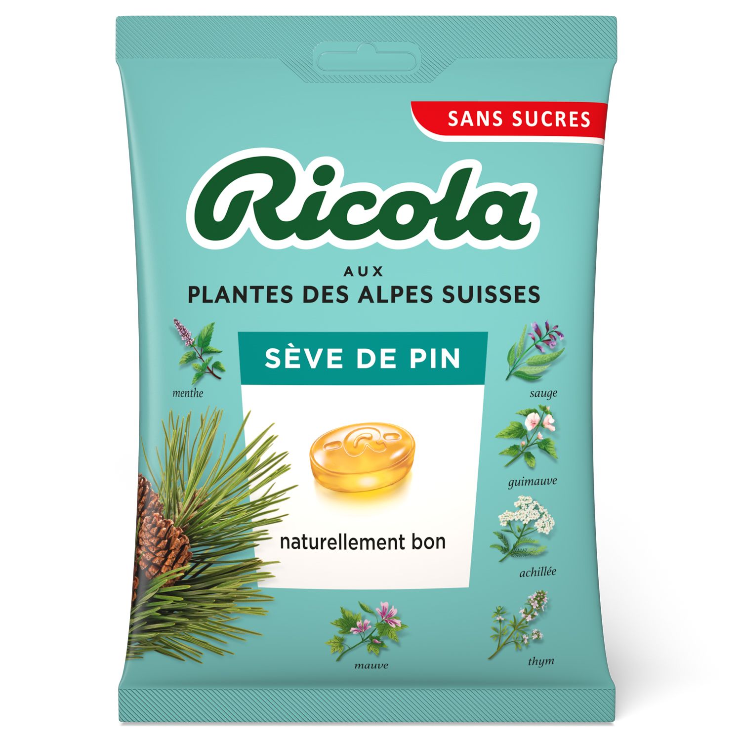RICOLA - BONBON SEVE DE PIN SANS SUCRE Sachet de 70g