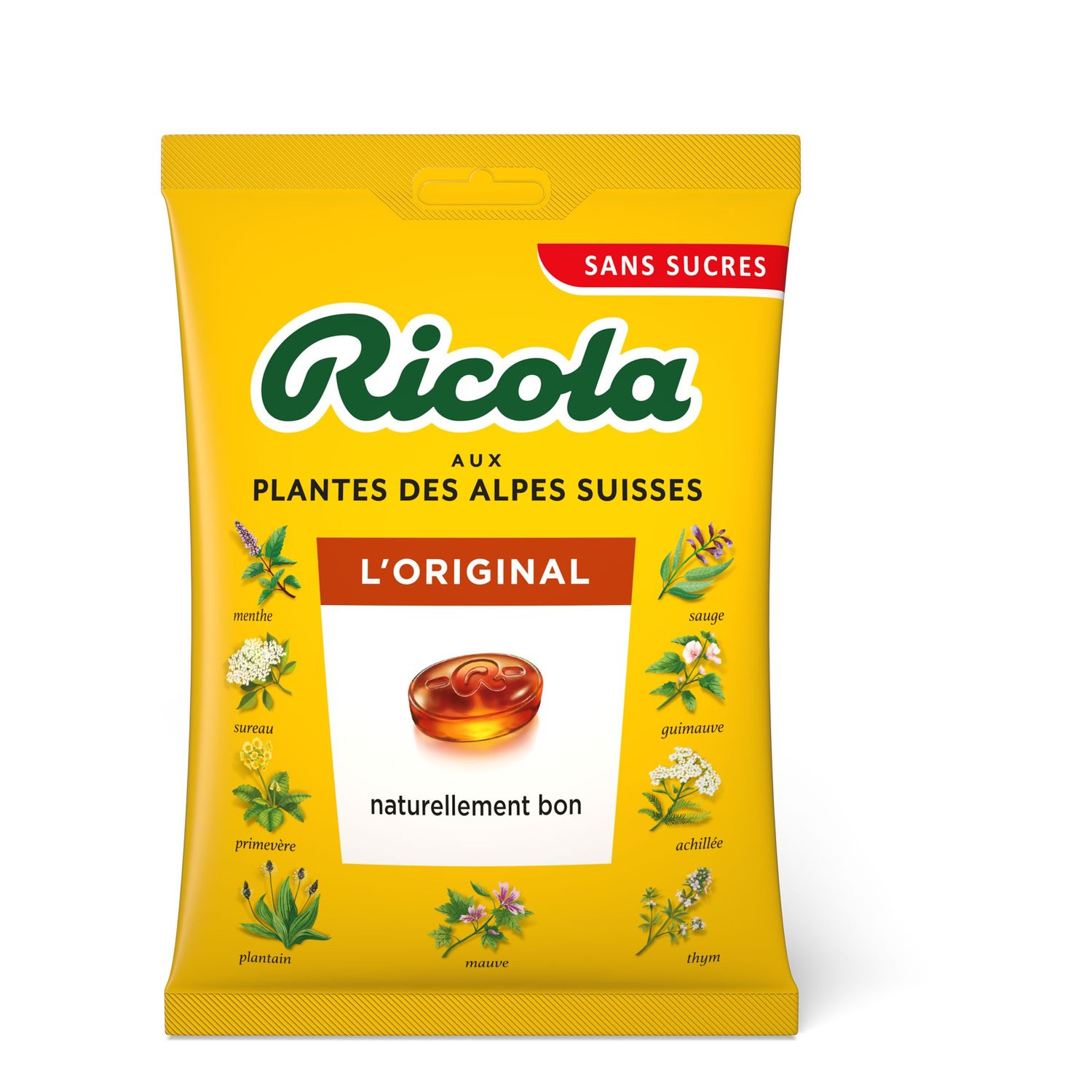RICOLA - BONBON AUX PLANTES SANS SUCRE Sachet de 70g