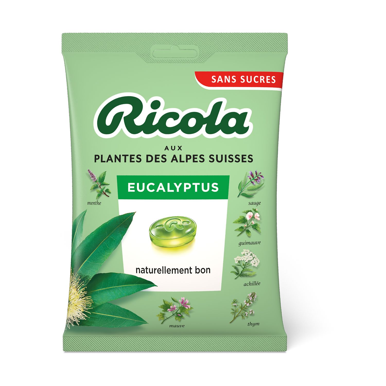 RICOLA - BONBON EUCALYPTUS SANS SUCRE Sachet de 70g