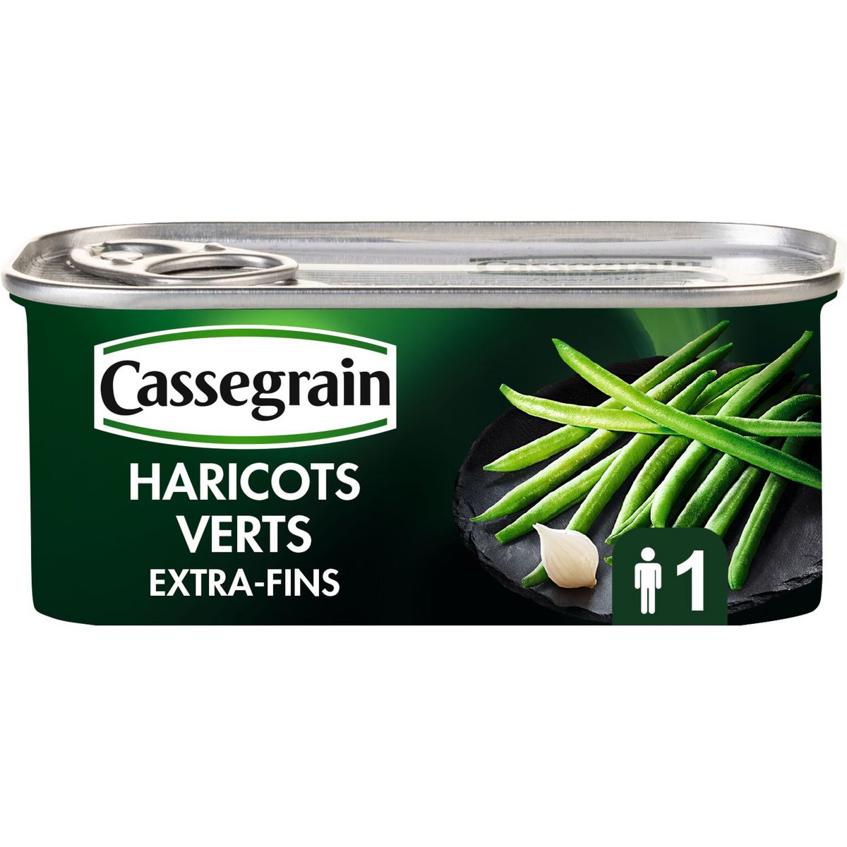 CASSEGRAIN - HARICOTS VERTS EXTRA-FINS Boite de 110g net égoutté