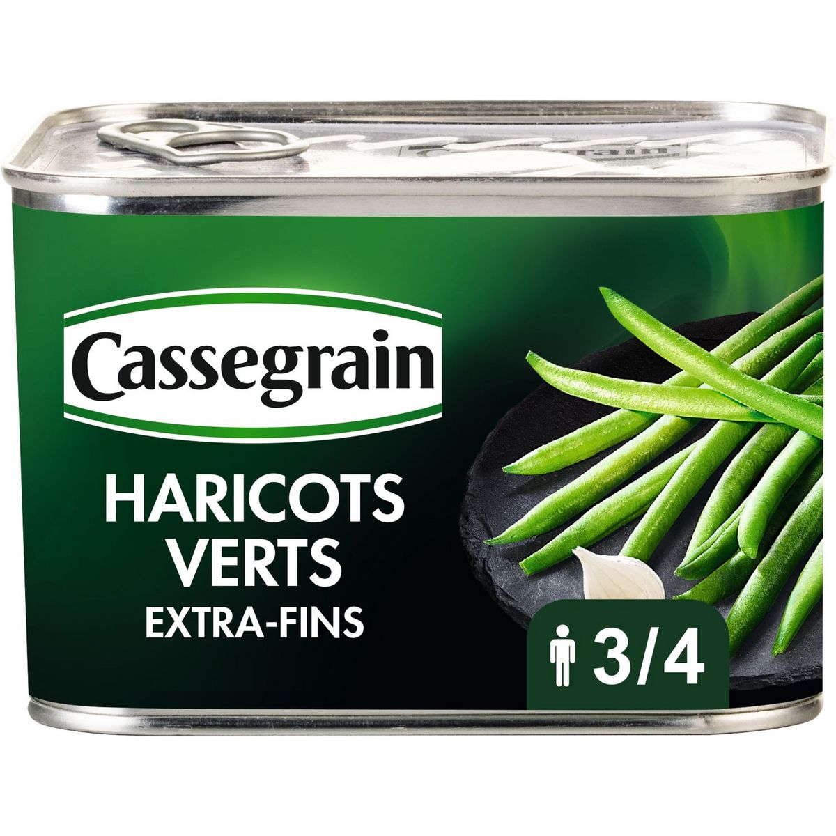CASSEGRAIN - HARICOTS VERTS EXTRA-FINS Boite de 390g net égoutté