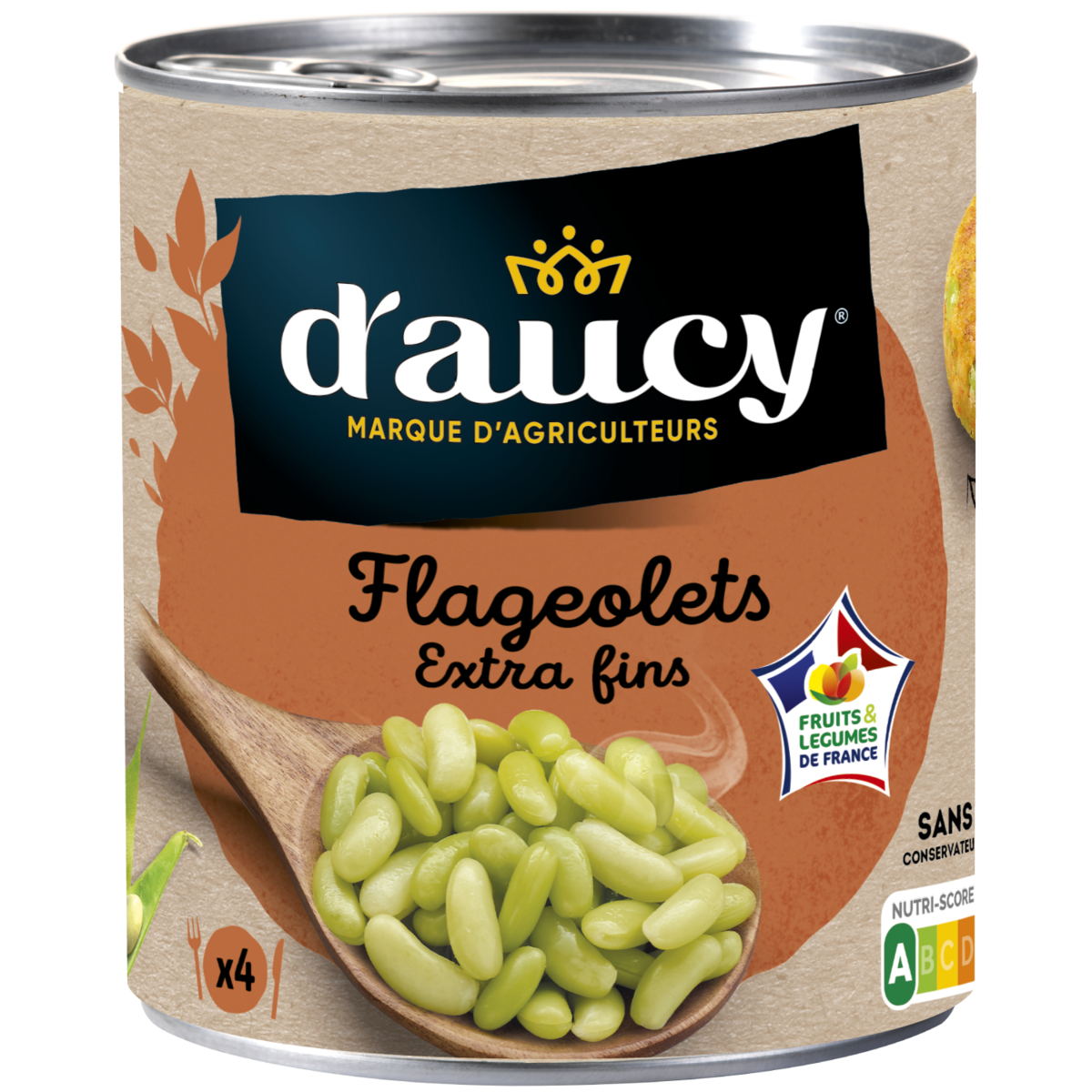 D\'AUCY - FLAGEOLETS EXTRA-FINS Boite de 530g net égoutté