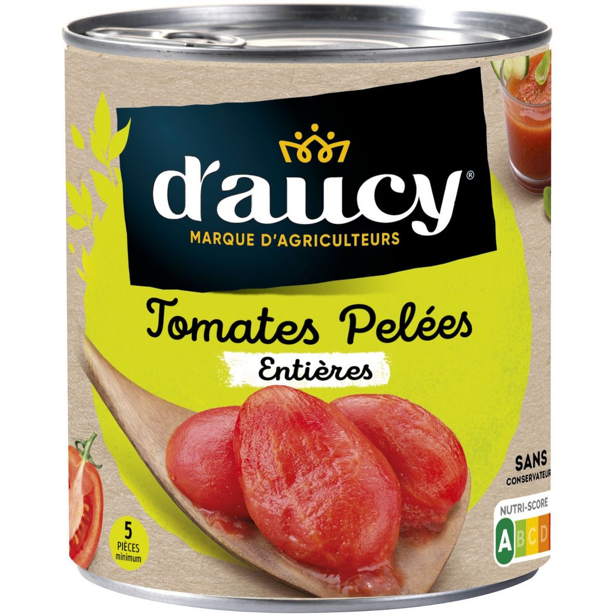 D\'AUCY - TOMATES PELEES Boite de 475g net égoutté