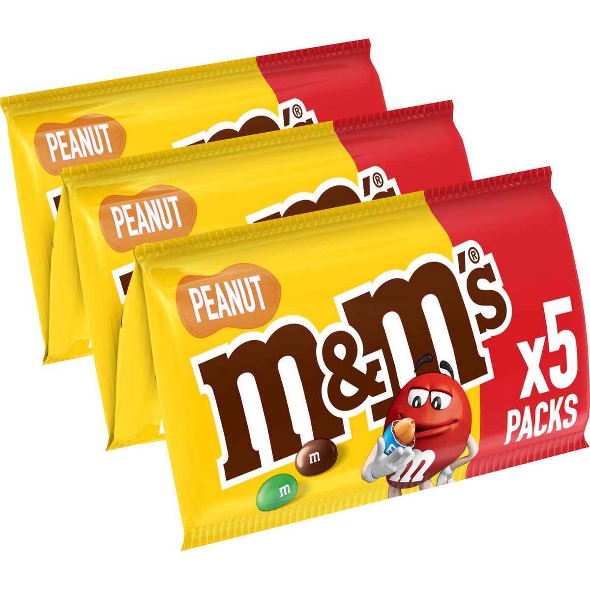 M&M\'S - BONBONS CHOCOLAT AU LAIT CACAHUETE 5 paquets de 45g