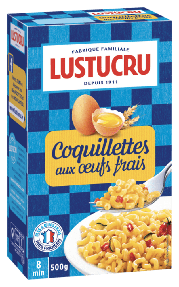 LUSTUCRU - COQUILLETTES AUX OEUFS FRAIS Boite de 500g