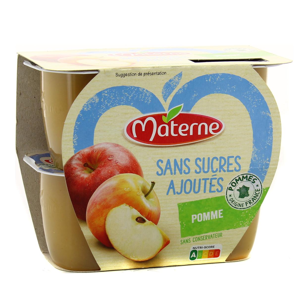 MATERNE - COMPOTE POMME SANS SUCRE AJOUTE 4 x 100g