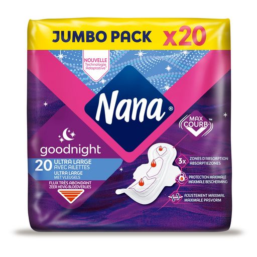 NANA - SERVIETTE HYGIENIQUE ULTRA GOODNIGHT Paquet de 20