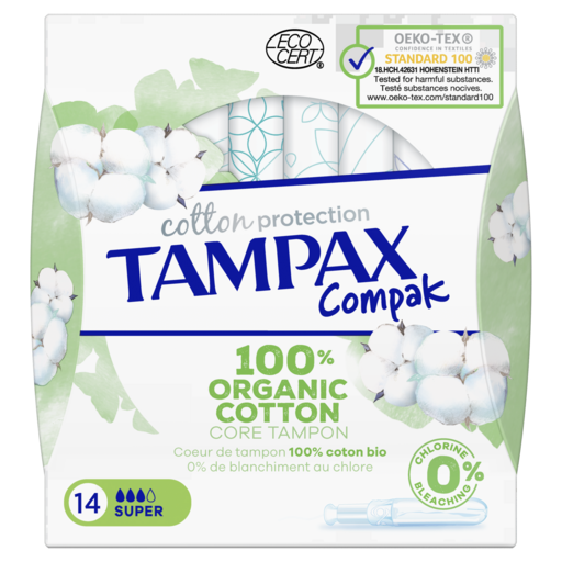 TAMPAX - TAMPONS COTTON PROTECTION SUPER AVEC APPLICATEUR Boite de 14
