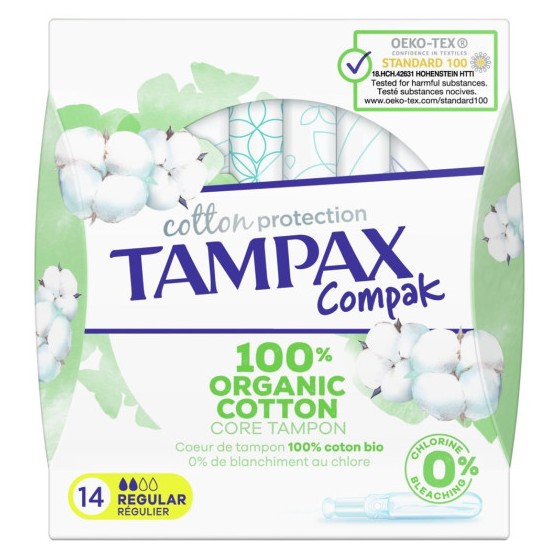 TAMPAX - TAMPONS COTTON PROTECTION REGULIER AVEC APPLICATEUR Boite de 14