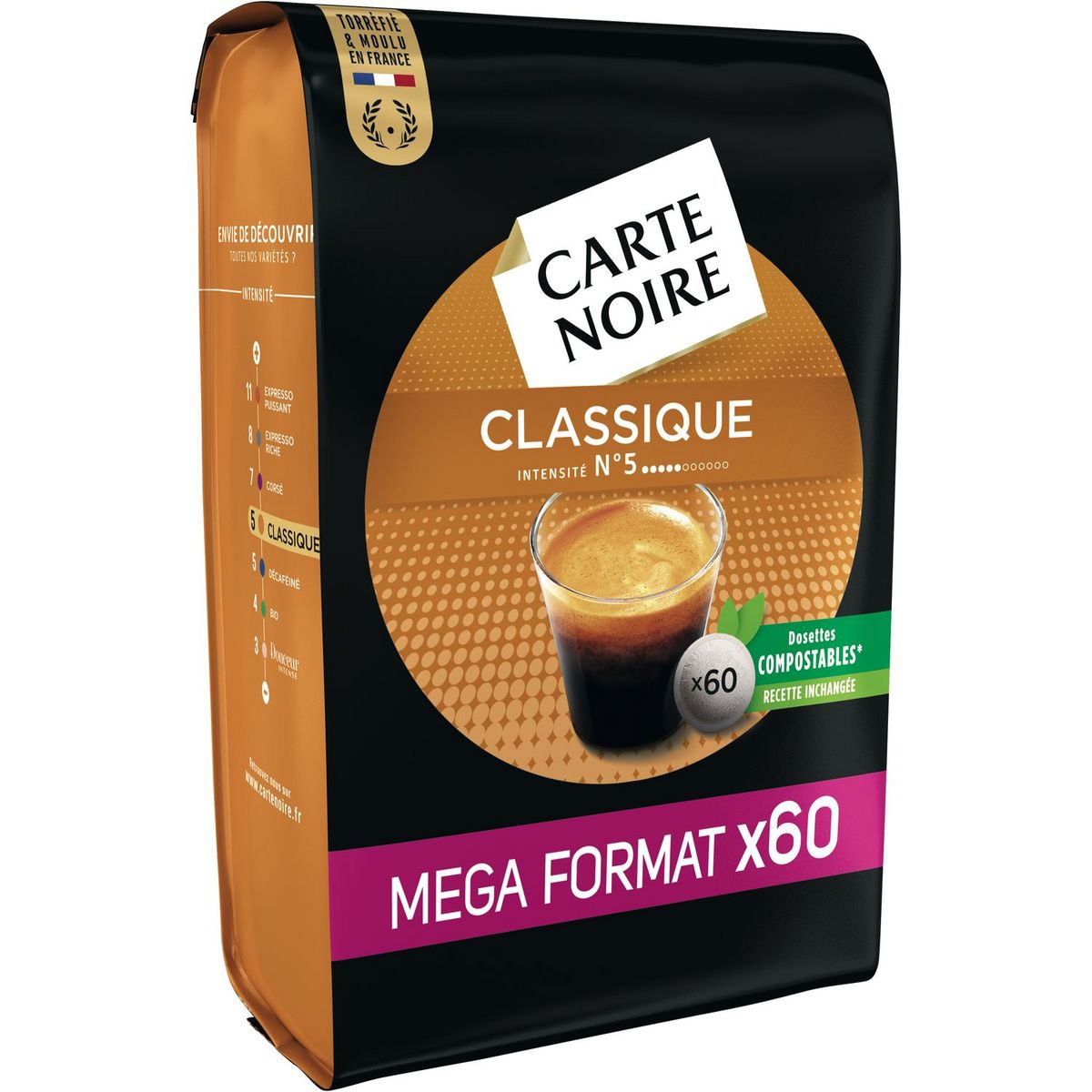 CARTE NOIRE - DOSETTES DE CAFE CLASSIQUE Paquet de 60 dosettes