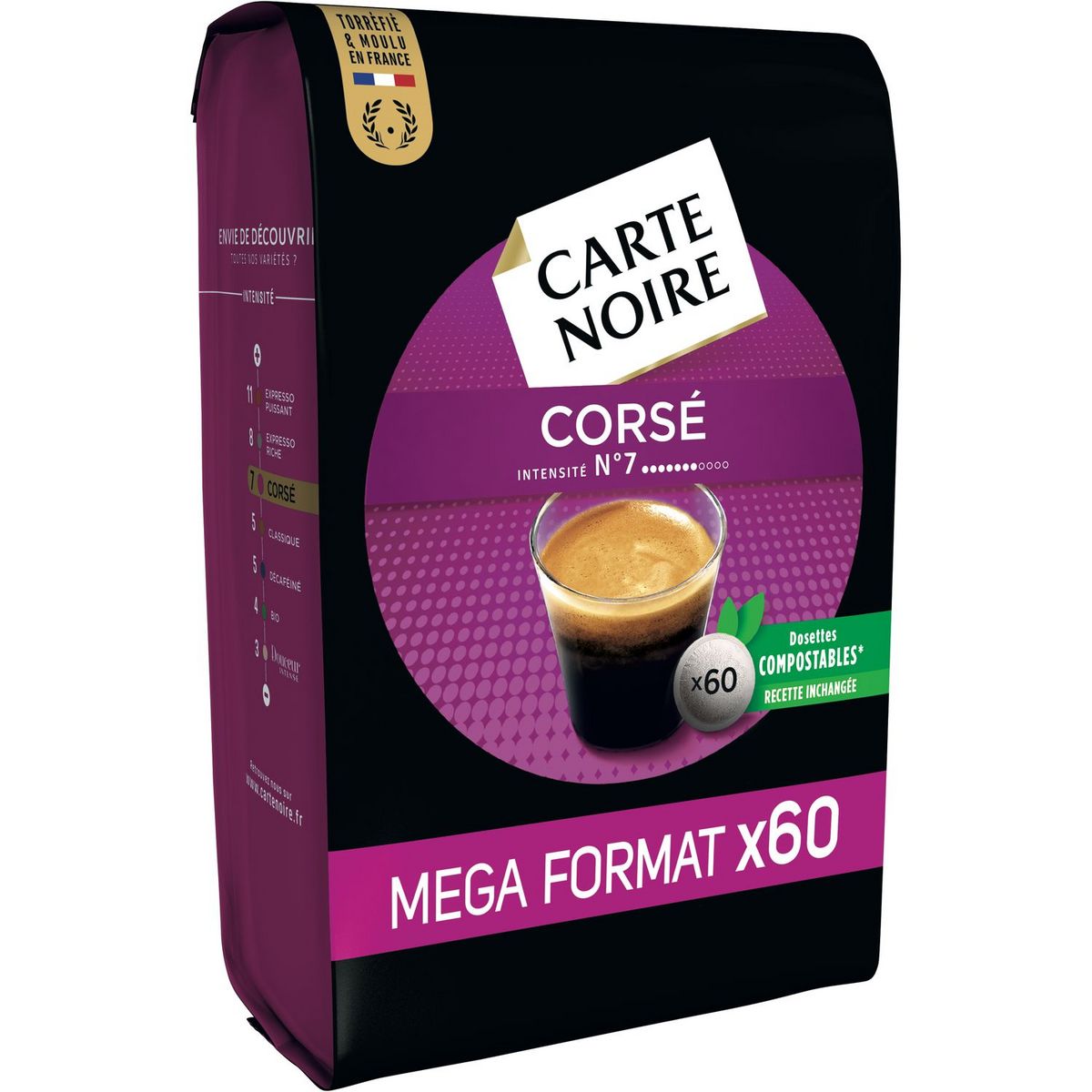 CARTE NOIRE - DOSETTES DE CAFE CORSE Paquet de 60 dosettes
