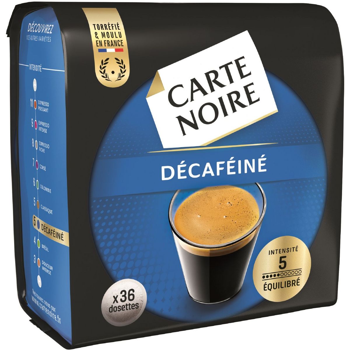 CARTE NOIRE - DOSETTES DE CAFE DECAFEINE Paquet de 36 dosettes