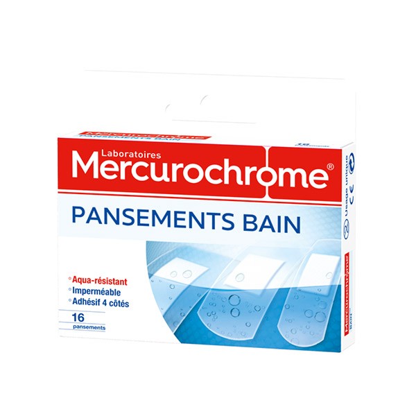 MERCUROCHROME - PANSEMENTS BAIN AQUA RESISTANT Boite de 16 pansements