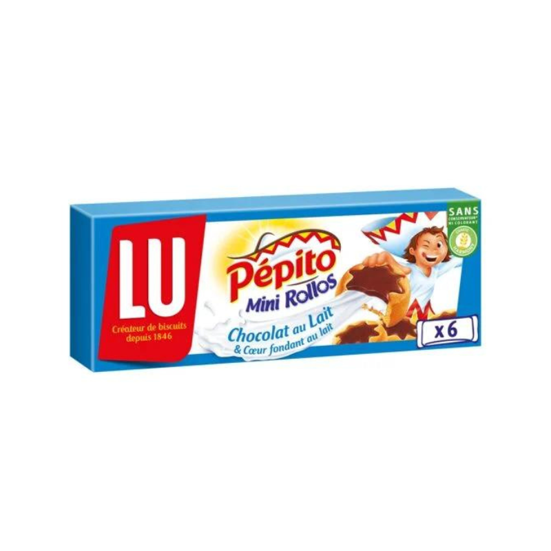 LU - BISCUITS CŒUR FONDANT AU LAIT NAPPES CHOCOLAT PEPITO MINI ROLLOS 225g