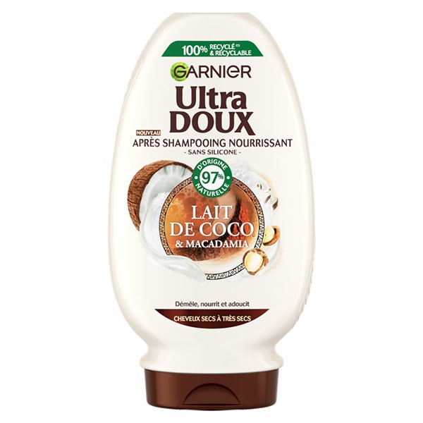 ULTRA DOUX - APRES-SHAMPOING LAIT DE COCO ET MACADAMIA Flacon de 250ml