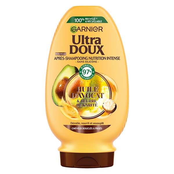 ULTRA DOUX - APRES-SHAMPOING HUILE D\'AVOCAT ET BEURRE DE KARITE Flacon de 250ml