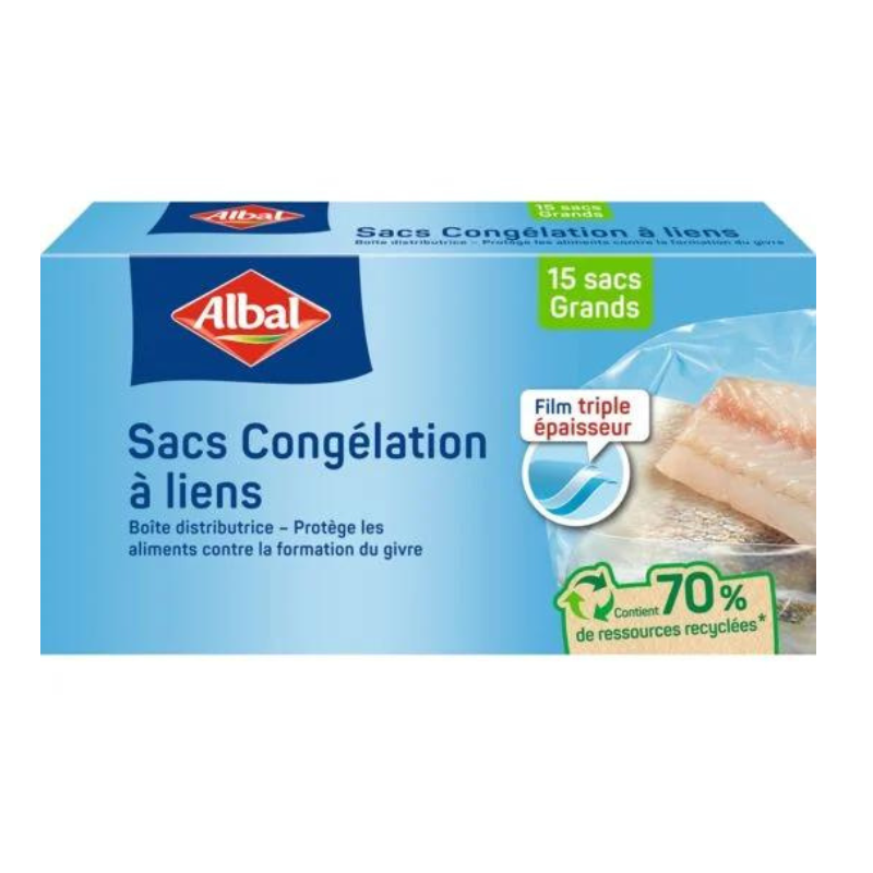 ALBAL - SAC CONGELATION AVEC LIEN 29 x 41cm paquet de 15
