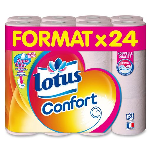 LOTUS - PAPIER TOILETTE AQUATUBE Paquet de 24 rouleaux
