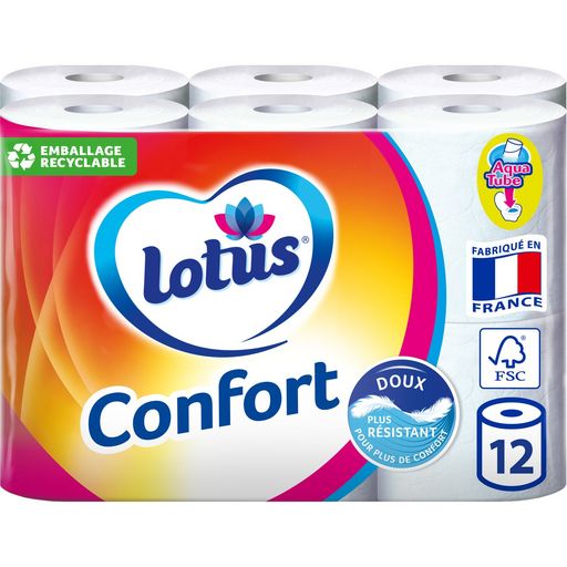 LOTUS - PAPIER TOILETTE AQUATUBE Paquet de 12 rouleaux