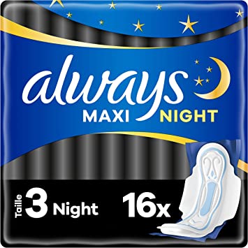 ALWAYS - SERVIETTES HYGIENIQUES MAXI NIGHT TAILLE 3 Paquet de 16