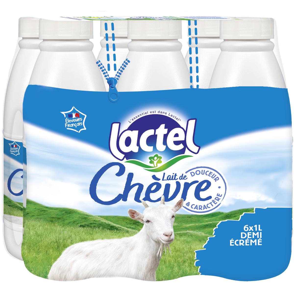 LACTEL - LAIT DE CHEVRE DEMI-ECREME Pack de 6 x 100cl