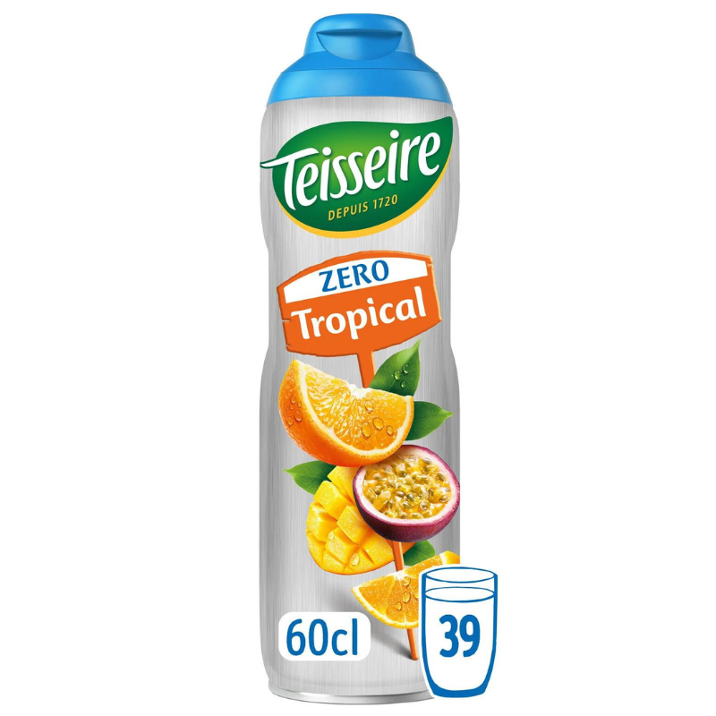 TEISSEIRE - SIROP PARFUM TROPICAL ZERO SUCRE Bidon de 60cl