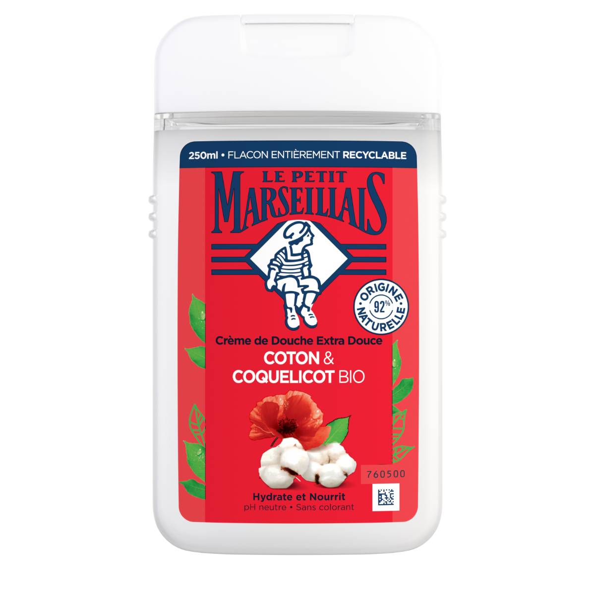 LE PETIT MARSEILLAIS - DOUCHE CREME LAIT DE COTON ET COQUELICOT Flacon de 250ml