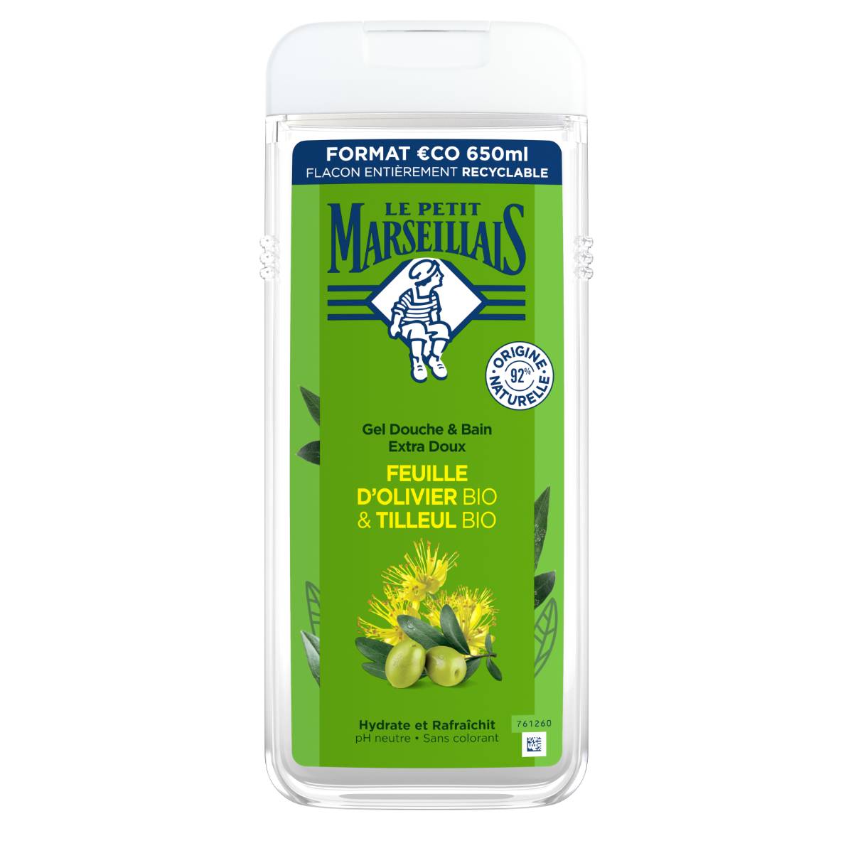 LE PETIT MARSEILLAIS - GEL DOUCHE FEUILLE D\'OLIVIER ET TILLEUL Flacon de 650ml