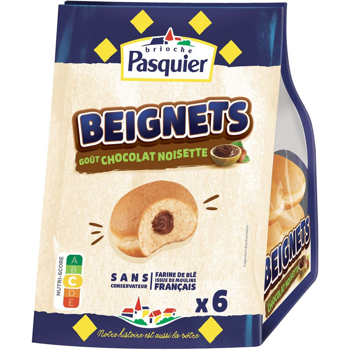 PASQUIER - BEIGNETS FOURRES CHOCOLAT NOISETTE Paquet de 6