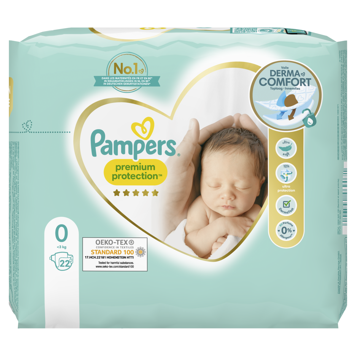 PAMPERS - COUCHES PREMIUM PROTECTION Taille 0 - <3kg Paquet de 22