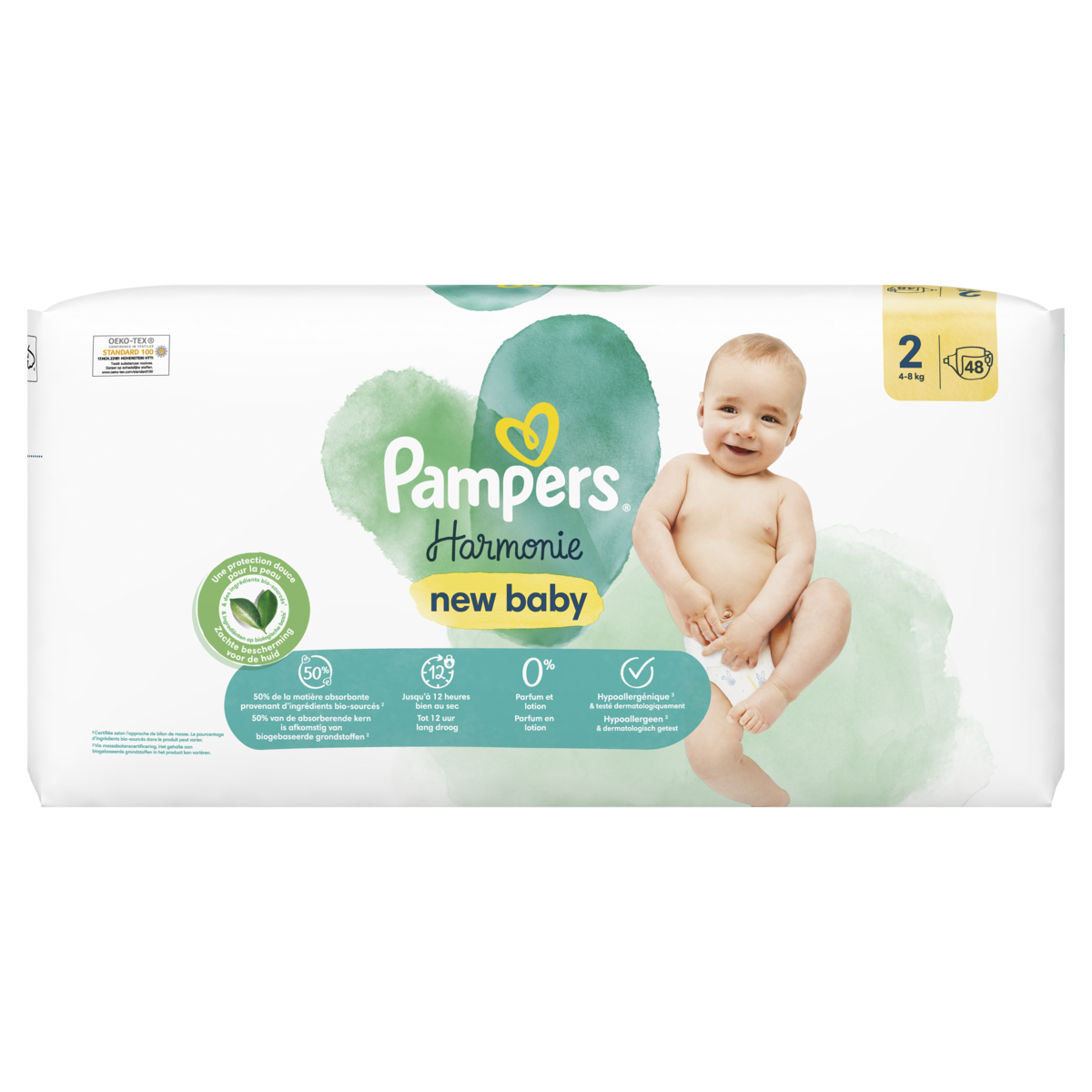 PAMPERS - COUCHES HARMONIE Taille 2 - 4-8kg Paquet de 48