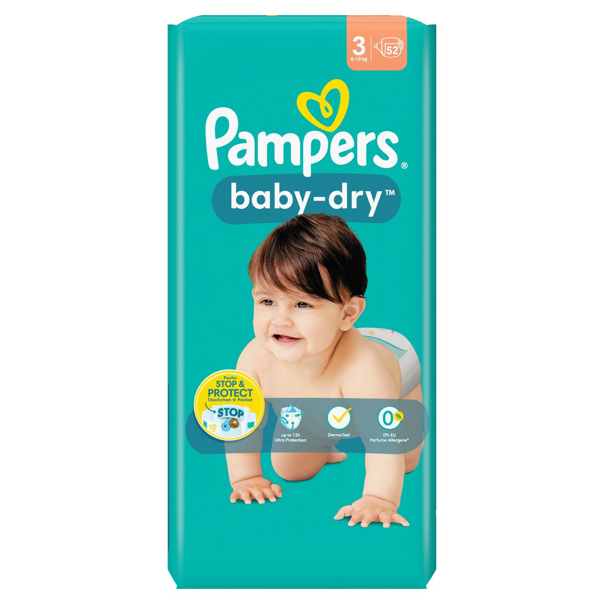 PAMPERS - COUCHES BABY DRY Taille 3 - 6-10kg Paquet de 52